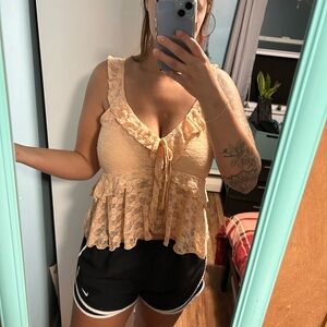 Old Navy Lace Ruffle Blouse in Soft Peach